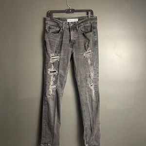 719. Men’s Dark Gray or Faded Black Distressed Express Skinny Jeans